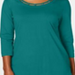Karen Scott Women's Beaded Top Teal Size Medium