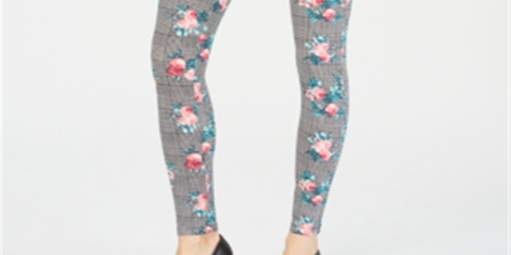 INC International Concepts Women's Shaping Printed Leggings Black Size XXL