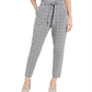 Calvin Klein Women's Slim Fit Belted Windowpane Pants Gray Size 12