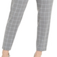 Calvin Klein Women's Slim Fit Belted Windowpane Pants Gray Size 12