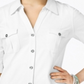 Style & Co Women's Jersey Utility Shirt White Size Petite S