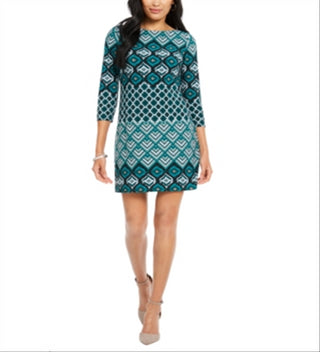 Vince Camuto Women's Printed Shift Dress Green Size 6