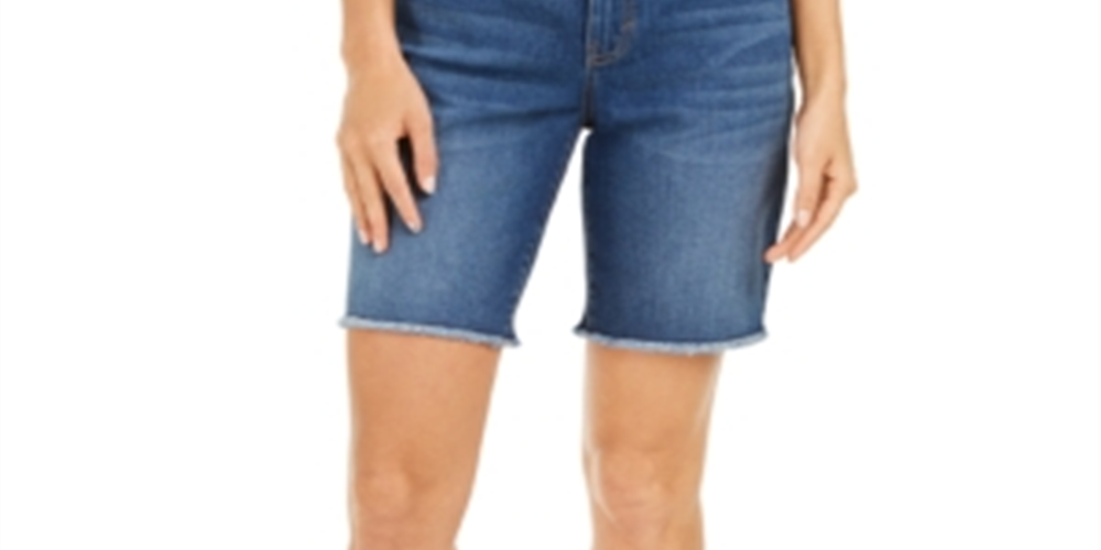 Style & Co Women's Raw Edge Bermuda Shorts Blue Size 4