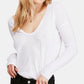 Free People Women's Long Sleeve V Neck Top White Size Medium