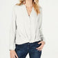 INC International Concepts Women's Twist Front Button up Top White Size Petite S/M