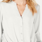 INC International Concepts Women's Twist Front Button up Top White Size Petite S/M
