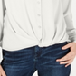 INC International Concepts Women's Twist Front Button up Top White Size Petite S/M