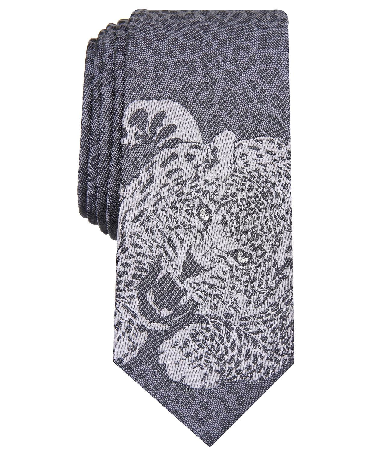 INC International Concepts Men's One Skinny Tonal Panther Slim Neck Tie Gray Size Regular
