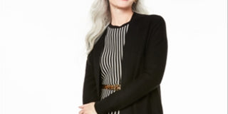 Charter Club Women's Nicki Cashmere Open Front Cardigan Black Size Petite L