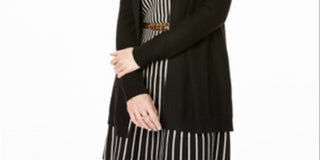 Charter Club Women's Nicki Cashmere Open Front Cardigan Black Size Petite L