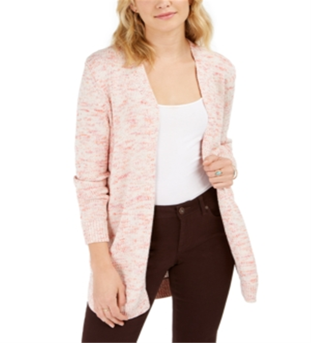 Style & Co Women's Open Marled Knit Cardigan Pink Size Medium