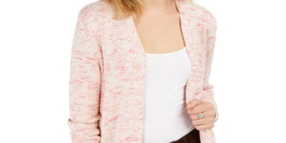 Style & Co Women's Open Marled Knit Cardigan Pink Size Medium