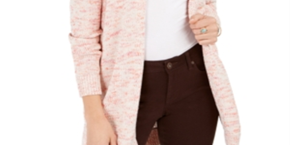 Style & Co Women's Open Marled Knit Cardigan Pink Size Medium