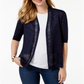 Charter Club Women's Pointelle Knit Cardigan Blue Size Medium