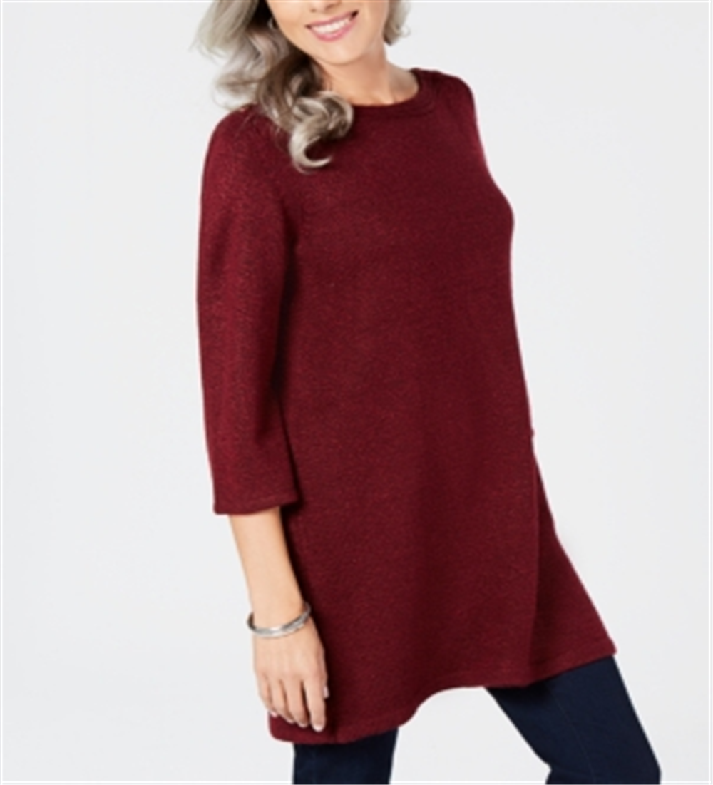 Karen Scott Women's Marled Boat Neck Sweater Red Size X-Small