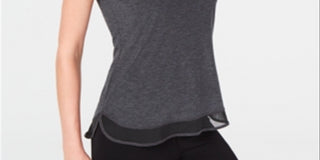 Ideology Women's Mesh Hem Tank Top Gray Size -XL