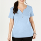 Karen Scott Women's Short Sleeve Henley Top Blue Size X-Small