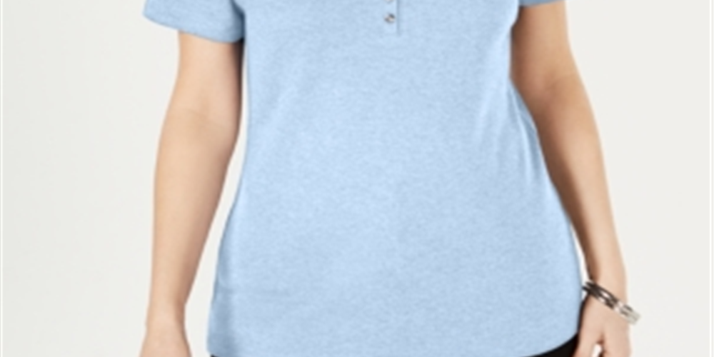 Karen Scott Women's Short Sleeve Henley Top Blue Size X-Small