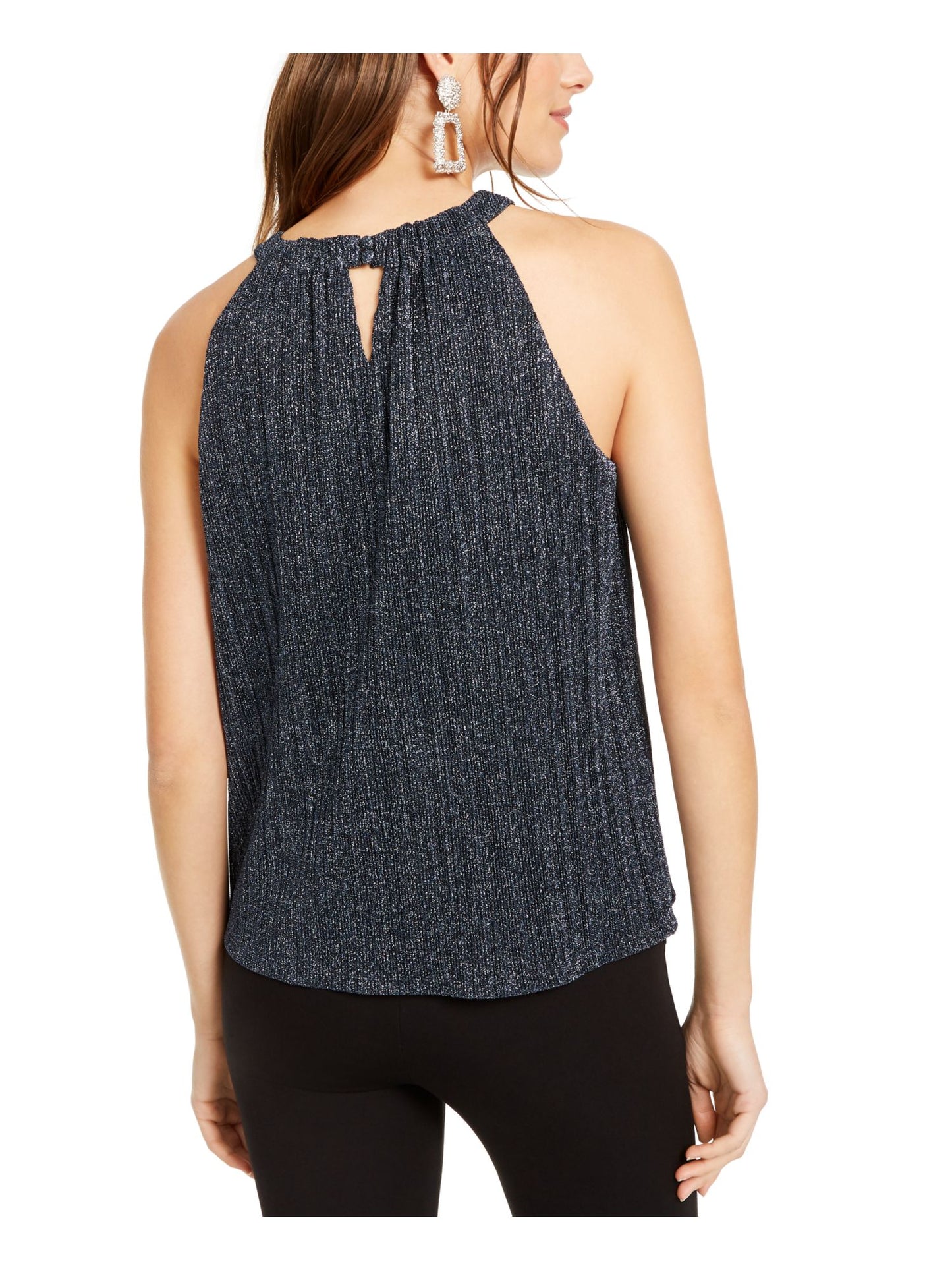 INC International Concepts Women's Shine Halter Top Blue Size X-Small