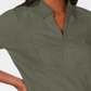 Karen Scott Women's Cotton Eyelet Yoke Top Green Size Small