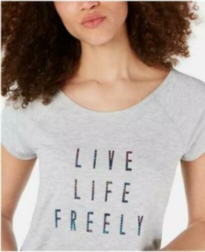 Ideology Women's  Short Sleeve T-Shirt Top Grey Size L