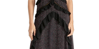 Rachel Roy Women's Leta Floral Ruffles Casual Dress Black Size 14