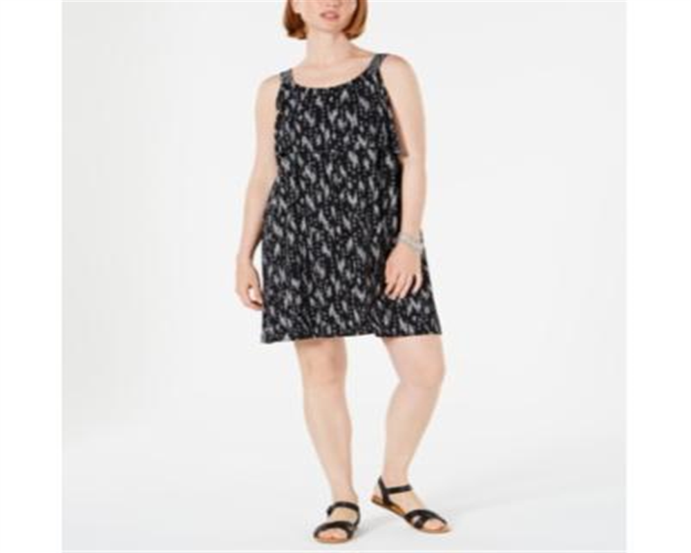 Style & Co Women's Flounce Top Tank Dress Black Size PP