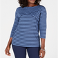 Karen Scott Women's Striped Crossover Top Blue Size X-Small