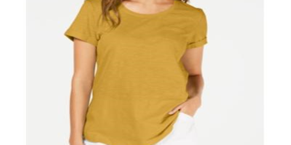 Style & Co Women's Cap Sleeve T-Shirt Top Yellow Size XX-Large