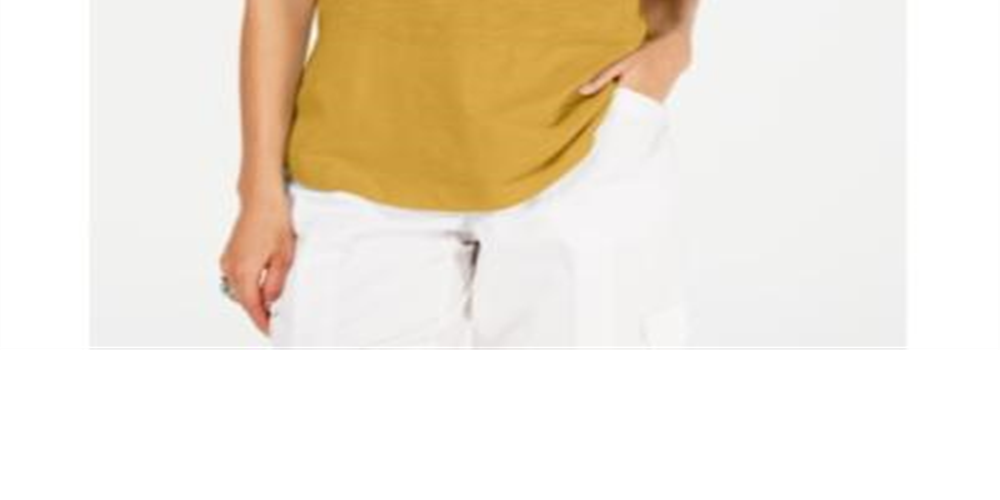 Style & Co Women's Cap Sleeve T-Shirt Top Yellow Size XX-Large