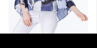 Alfani Women's Printed Angel Sleeve Top Blue Size Petite L