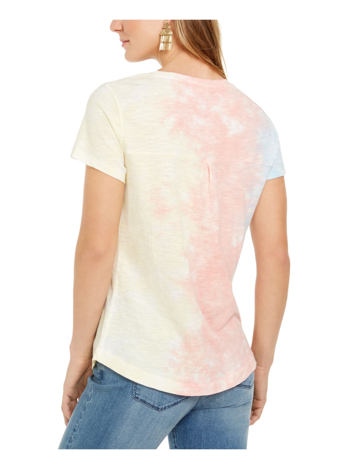 Style & Co Women's Cotton Printed Top Coral Dye Size Petite M