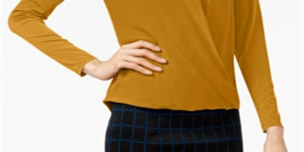 Alfani Women's Surplice Top Yellow Size Petite L