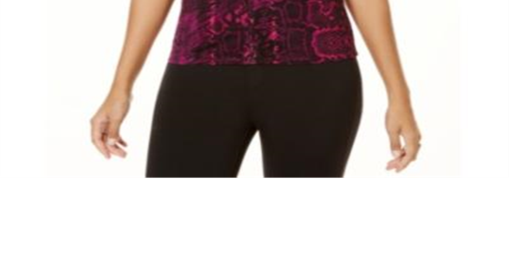 Thalia Sodi Women's Printed Ruched V Neck Top Purple Size X-Small