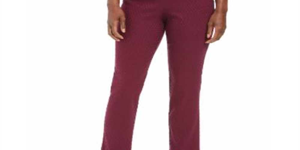 JM Collection Women's Jacquard Straight Leg Pull on Pants Purple Size X-Small
