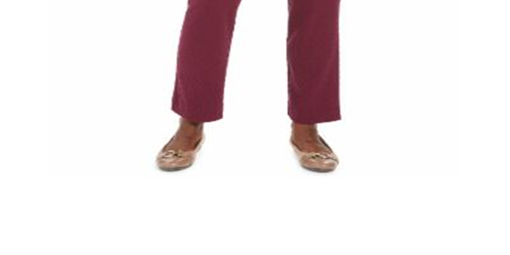 JM Collection Women's Jacquard Straight Leg Pull on Pants Purple Size X-Small