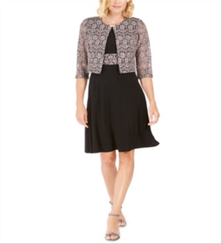Jessica Howard Women's Dress & Lace Jacket Gray Size 12 Petite