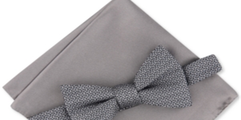 Alfani Men's Geometric Pre Tied Satin Pocket Square Sets Gray Size Regular