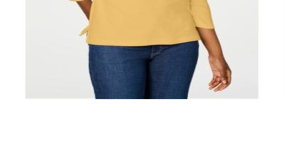 Karen Scott Women's Cotton Lace up Shirt Yellow Size XX-Large