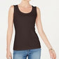 Karen Scott Women's Scoop Neck Cotton Tank Top Brown Size X-Large