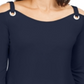 JM Collection Women's Grommet Cold Shoulder Tunic Blue Size X-Small