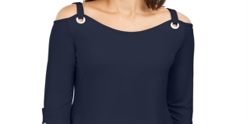 JM Collection Women's Grommet Cold Shoulder Tunic Blue Size X-Small