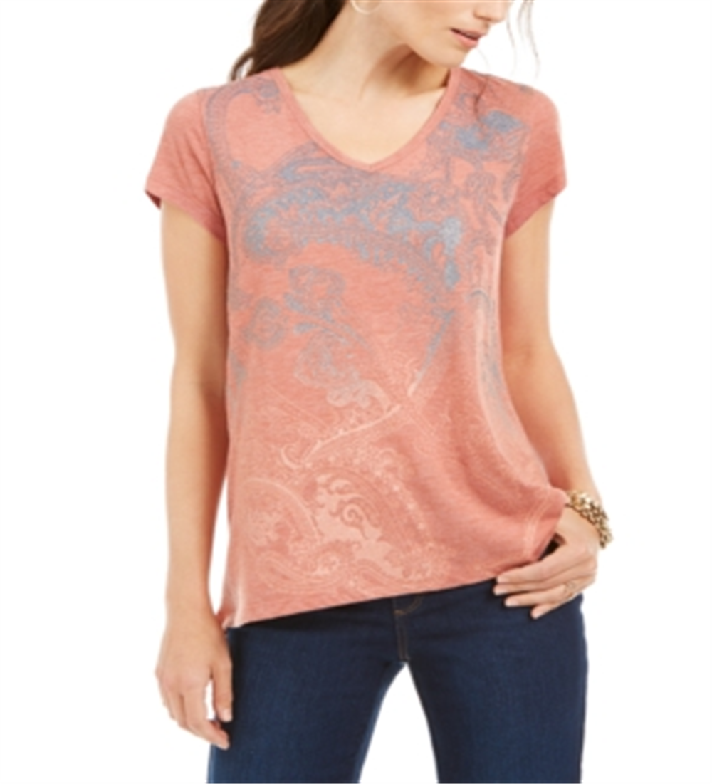 Style & Co Women's Graphic Print T-Shirt Paisley Shimmer Size Petite M