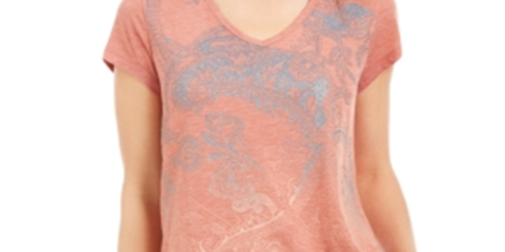 Style & Co Women's Graphic Print T-Shirt Paisley Shimmer Size Petite M