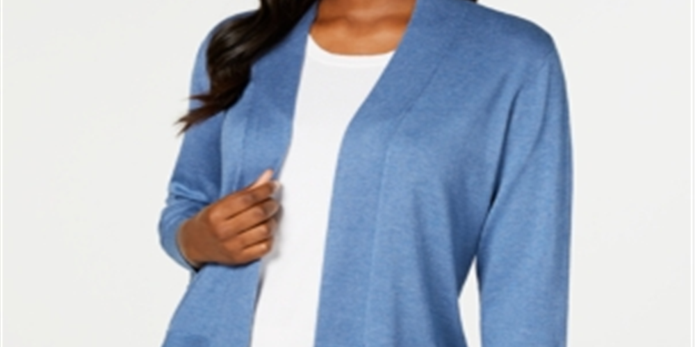 Karen Scott Women's Open Front Cardigan Blue Size Small