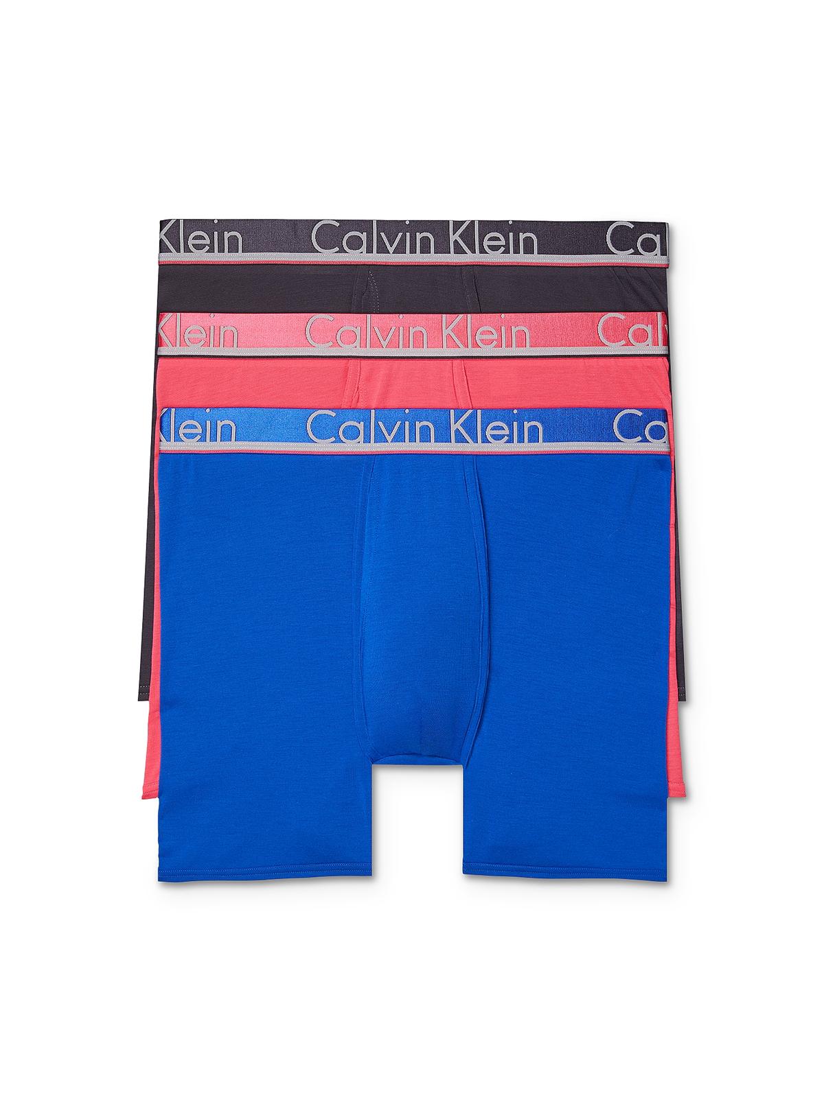 Calvin Klein Men's Microfiber 3 Pack Boxer Briefs Blue Size Small