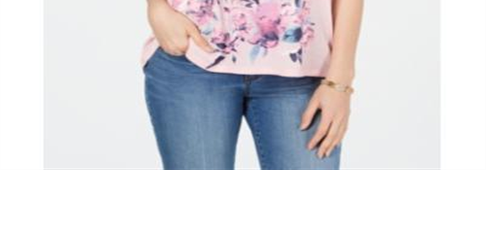 Style & Co Women's Graphic Print High Low Top Pink Size Medium