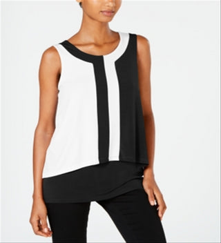 Alfani Women's Colorblocked Sleeveless Top Black Size Petite