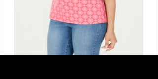 Charter Club Women's Printed Polo Top Pink Size Large