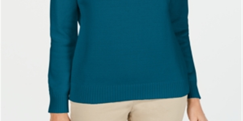 Karen Scott Women's Cotton Zip Neck Sweater Teal Size XX-Large